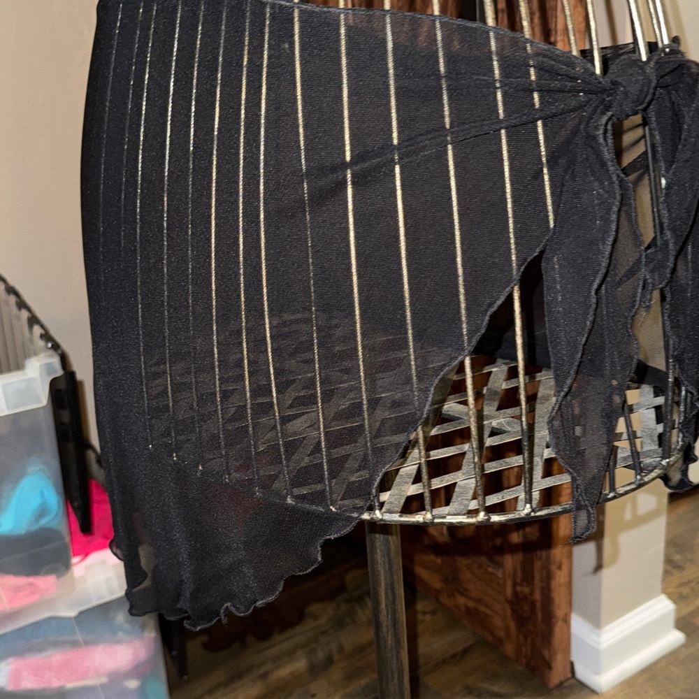 Black Sheer Striped Sarong